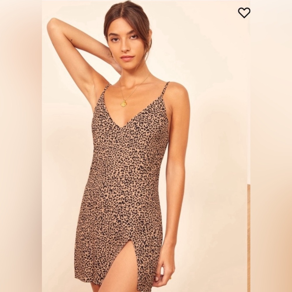 Reformation | Leopard Print Mini Marlowe Dress